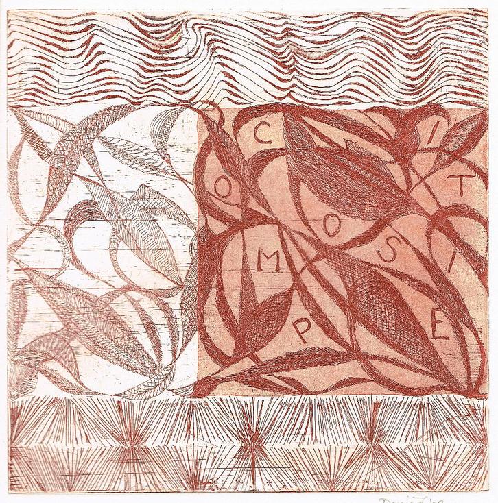 etsen. compositie. gehandtekend., Antiquités & Art, Art | Eaux-fortes & Gravures, Enlèvement ou Envoi