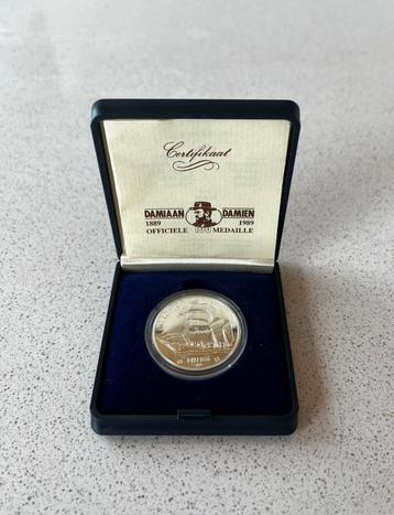 medaille, zilver, Pater Damiaan, zeldzaam beschikbaar voor biedingen