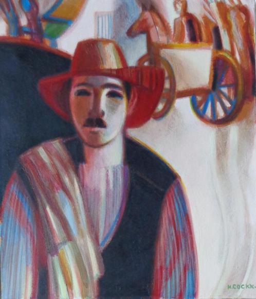 MARCEL COCKX / MEXIKAANSE BOER / OLIEVERF DOEK / 74x64cm KAD, Antiquités & Art, Art | Peinture | Moderne, Enlèvement