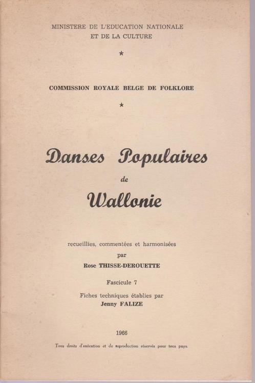 DANSES POPULAIRES DE WALLONIE (Thisse-Derouette ) 1966, Boeken, Kunst en Cultuur | Dans en Theater, Zo goed als nieuw, Stijldansen
