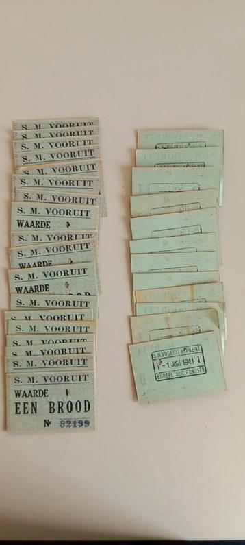 Tickets de rationnement Vooruit WW2, Enlèvement ou Envoi