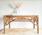 Prachtige grote vintage rotan salontafel met glazen blad!, Huis en Inrichting, Tafels | Salontafels, Ophalen, Zo goed als nieuw