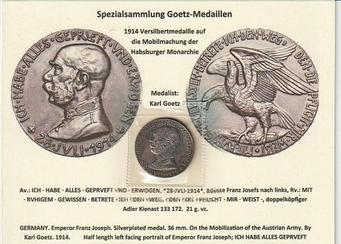 Mobilisatie oostenrijks leger, 1914.  Goetz medaille + foto', Verzamelen, Militaria | Algemeen, Overige soorten, Embleem of Badge