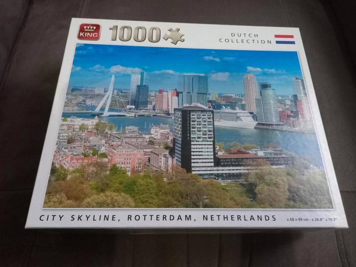 King puzzel 1000 stuks - Skyline van Rotterdam, Hobby en Vrije tijd, Denksport en Puzzels, Gebruikt, Legpuzzel, 500 t/m 1500 stukjes