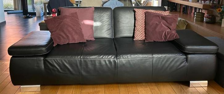 Lederen zetel 3 personen, Maison & Meubles, Canapés | Salons, Utilisé, Banc droit, Trois personnes, 200 à 250 cm, 75 à 100 cm