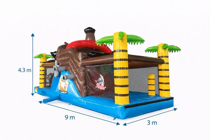 Nieuw springkasteel piraten run, Hobby en Vrije tijd, Feestartikelen | Verhuur, Ophalen