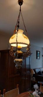 Mooie hanglamp olielamp met glazen kap, Ophalen, Gebruikt, Glas, 75 cm of meer