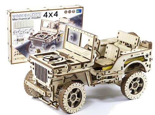 3D Houten Puzzel Off Roader 4x4 Car - DIY Wood Build, Hobby en Vrije tijd, Modelbouw | Auto's en Voertuigen, Nieuw, Auto, Overige merken