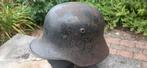 duits stahlhelm m1918 (zwart)  doorgebruikt, Verzamelen, Ophalen of Verzenden