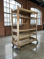 étagère industrielle en bois vintage sur roues, Enlèvement ou Envoi
