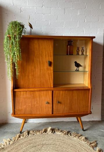 Vintage mid-century dressoir,high-board,barkast,vitrinekast beschikbaar voor biedingen