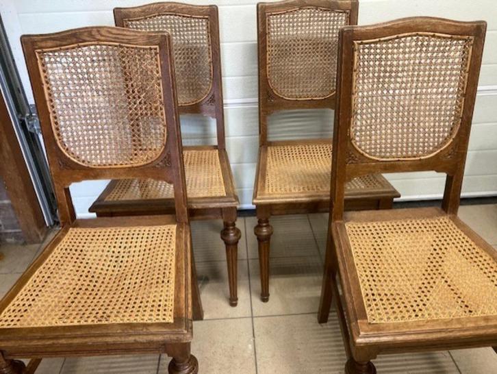 12 gecanneerde stoelen, Huis en Inrichting, Stoelen, Gebruikt, Vijf, Zes of meer stoelen, Hout, Ophalen