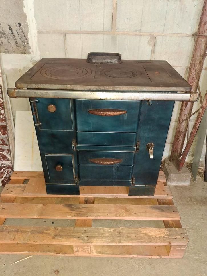 Oude Franse cuisinière, gietijzer geëmailleerd, art deco, Antiek en Kunst, Curiosa en Brocante, Ophalen