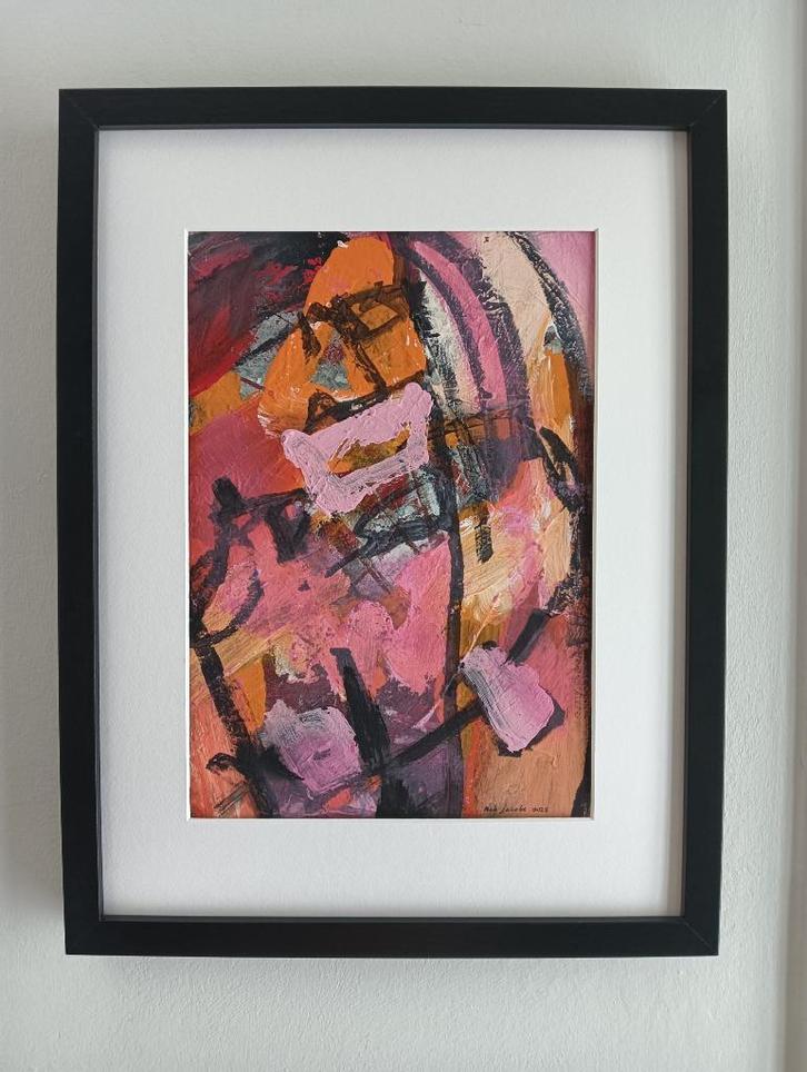 the happiest man, Antiek en Kunst, Kunst | Schilderijen | Abstract, Ophalen of Verzenden