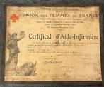 WW2 France Brevet « d’aide infirmière » de guerre mars 1940, Ophalen