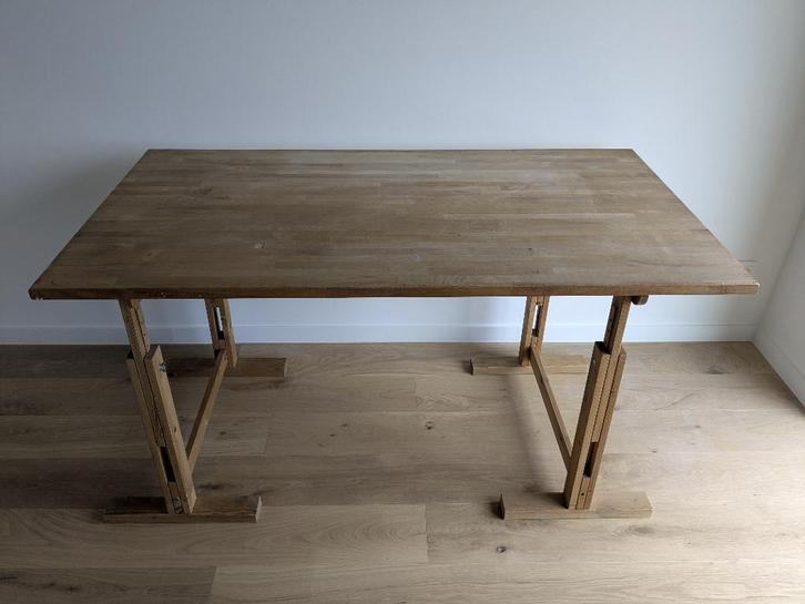 Vintage verstelbare werktafel / bureau, Huis en Inrichting, Bureaus, Gebruikt, Bureau, In hoogte verstelbaar, Ophalen