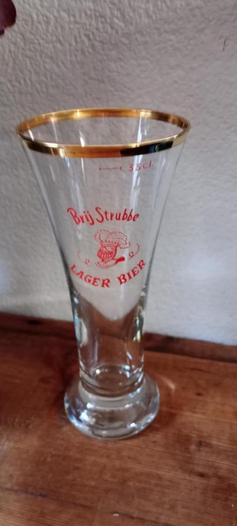 Brouwerij Antieke bierfluit Lager Bier Strubbe, Verzamelen, Biermerken, Zo goed als nieuw, Glas of Glazen, Overige merken, Ophalen of Verzenden