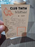 Herge Tintin lidmaatschapskaart, Verzamelen, Ophalen of Verzenden, Kuifje, Zo goed als nieuw