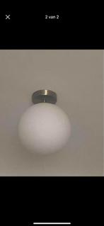 Plafondlamp goud/wit glas, Ophalen, Gebruikt, Glas