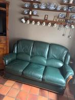 A vendre salon complet en cuir de couleur vert canard, Huis en Inrichting, Zetels | Zetels, Ophalen, Zo goed als nieuw, Rechte bank
