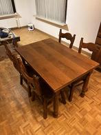 Uitschuifbaare tafel met 4 bijpassende stoelen, Antiek en Kunst, Ophalen