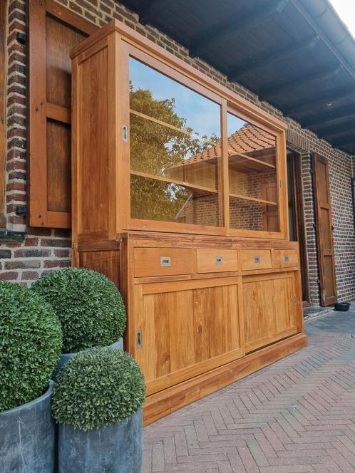 Teak buffetkast/vitrinekast GRATIS LEVERING, Huis en Inrichting, Kasten | Wandmeubels, Zo goed als nieuw, Ophalen of Verzenden