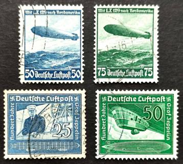Deutsches Reich: 4X ZEPPELIN postzegels 1936-1938