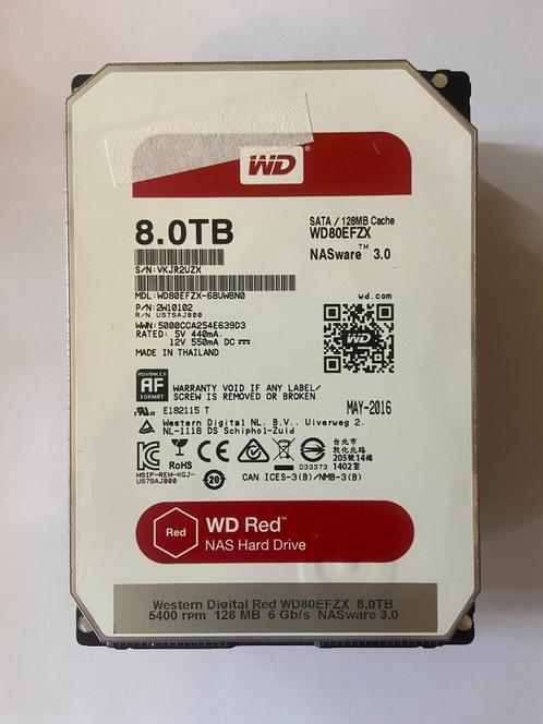 WD Red 8tb NAS HDD - WD80EFZX - meerdere stuks, Computers en Software, Harde schijven, Zo goed als nieuw, HDD, SATA, Ophalen of Verzenden