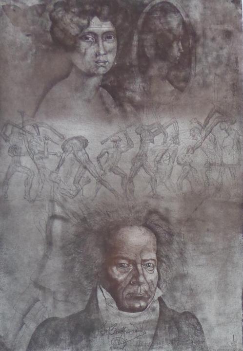 JIRI ANDERLE / LUDWIG VON BEETHOVEN / KLEURETS / 65x48cm SIG, Antiek en Kunst, Kunst | Litho's en Zeefdrukken, Ophalen of Verzenden