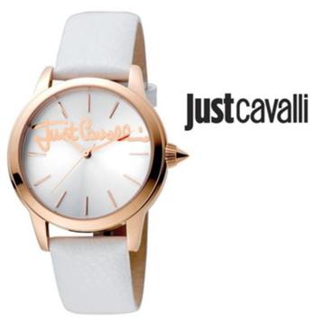 Nouveau dans sa boîte - Montre Just Cavalli en cuir blanc po, Autres marques, Enlèvement ou Envoi, Cuir, Acier