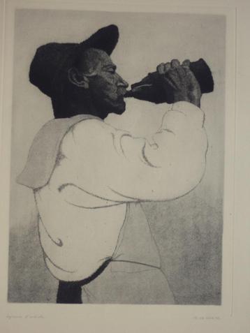 Michel DE GOEYE c1930 grote ets le jardinier épreuve artiste beschikbaar voor biedingen