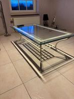 landelijke salontafel met geslepen glas, Ophalen, 100 tot 150 cm, 50 tot 100 cm, Zo goed als nieuw