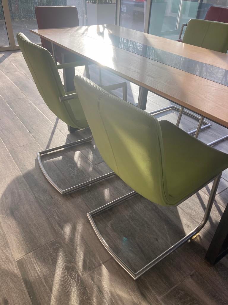 4 chaises couleur citron vert, Maison & Meubles, Chaises, Autres couleurs, Enlèvement, Utilisé, Cuir