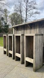 Steigerhouten toog + 4 barkrukken, Ophalen, Gebruikt, Inclusief barstoelen