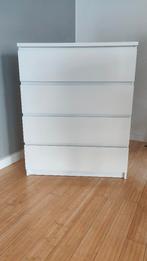 Ladekast met 4 lades, wit, 80x100 cm Ikea MALM, 3 ou 4 tiroirs, Moins de 100 cm, Enlèvement, Utilisé