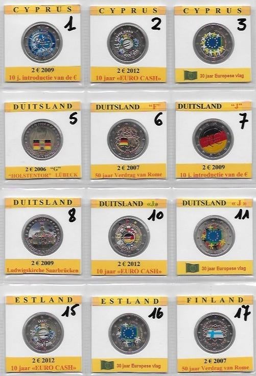2 euro Herdenkingsmunten gekleurd, Ophalen of Verzenden, 2 euro