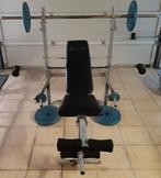 Fitness toestel met halter en gewichten, Sport en Fitness, Ophalen, Benen, Gebruikt, Overige typen