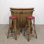 Bar vintage en bambous et deux tabourets., Maison & Meubles, Enlèvement