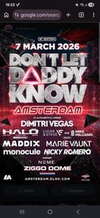 2x tickets Don't let daddy know 7 maart 2026 Amsterdam, Deux personnes, Mars