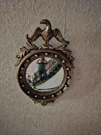 Vintage Franse Empire-stijl vergulde bolle spiegel met adela, Ophalen of Verzenden