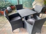 Terrastafel zwart stoelen/kussens, Jardin & Terrasse, Enlèvement, Comme neuf