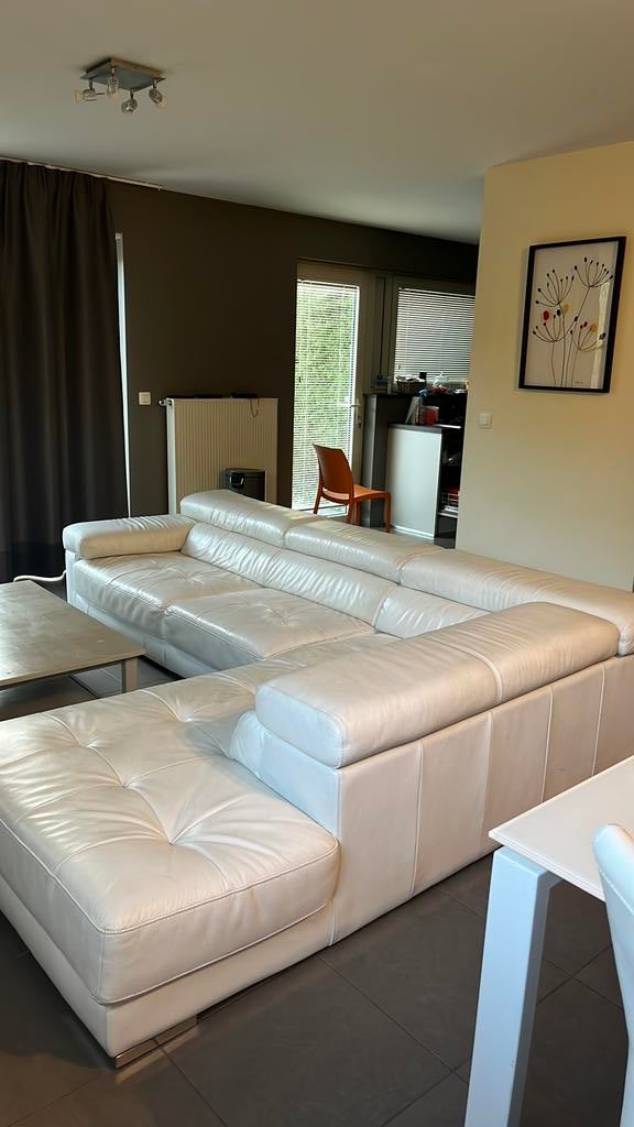 Canape d’angle cuir blanc, Maison & Meubles, Enlèvement, Utilisé, Cuir