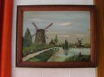 antiek: schilderijtje: molenzicht in kader, Ophalen