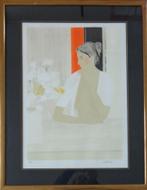 BERNARD CATHELIN / ELEGANTE DAME / LITHO / 87x68cm / KADER, Enlèvement