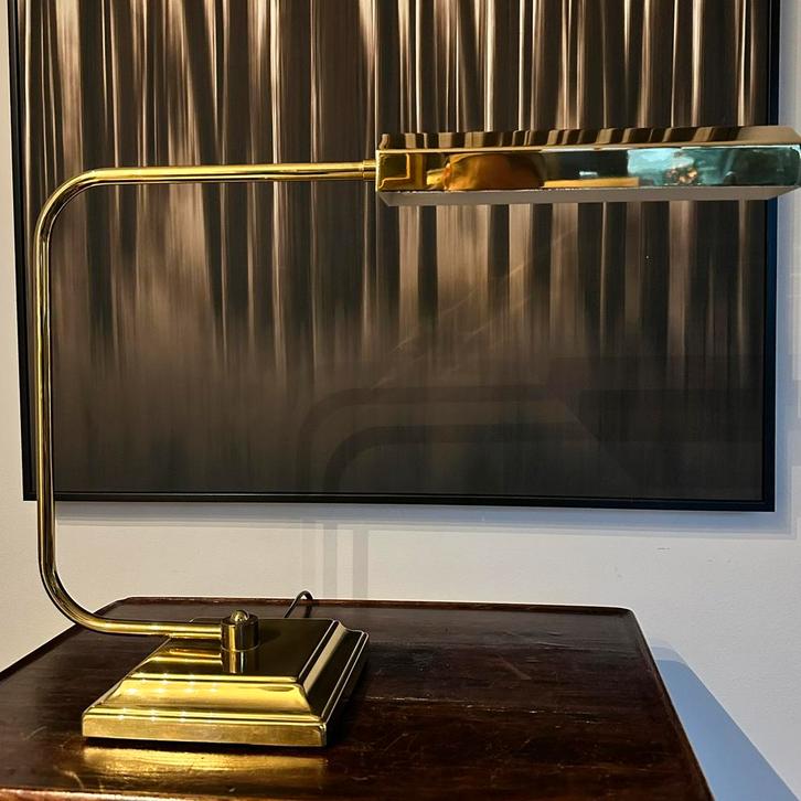 Vintage messing bureaulamp / pianolamp – 56 cm – werkend, Huis en Inrichting, Lampen | Tafellampen, Metaal, Ophalen