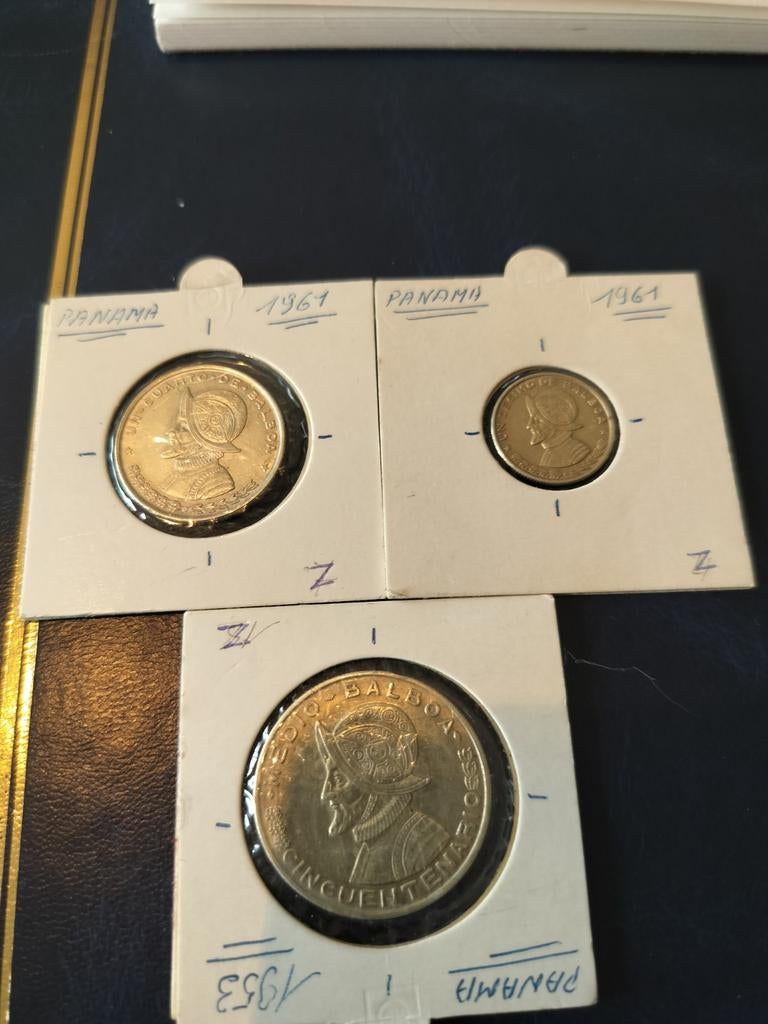 Drie zilveren munten Panama, Ophalen of Verzenden