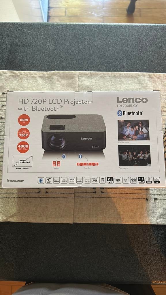 Projecteur HD 720p LCD avec Bluetooth, TV, Hi-fi & Vidéo, Projecteurs vidéo, Lenco, HD (720), Comme neuf, Enlèvement