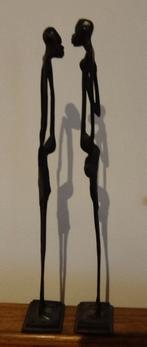 Paar gestileerde Afrikaanse metalen beelden — decoratie, Antiek en Kunst, Ophalen