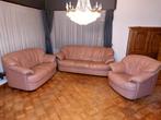 Prachtig lederen salon – Vieux Rose – 3+2+1 zit, Ophalen, Gebruikt, Leer