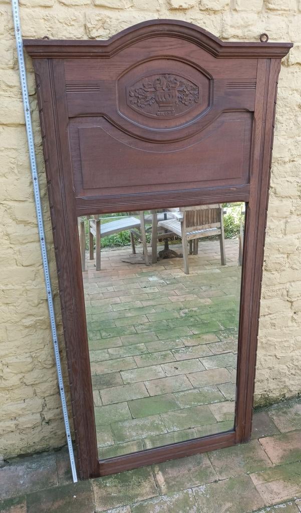 Eiken spiegel, Antiek en Kunst, Ophalen, Rechthoekig, 50 tot 100 cm, 150 tot 200 cm